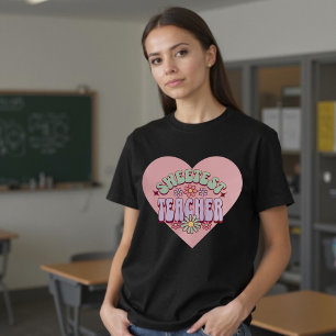 T-shirt Enseignant le plus doux Fleur rétro Valentine Coeu