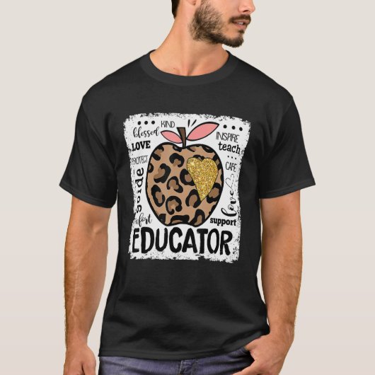 T-shirt Enseignant Leopard Apple Love Team Retour À S (Devant)