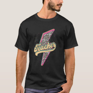 T-shirt Enseignant Leopard Éclair Bolts Retour À L'École T
