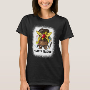 T-shirt Enseignant Math Afro Messy Bun Cheveux Retour À L'