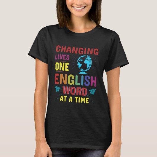 T-shirt Enseignant multilingue d'anglais langue seconde En (Devant)