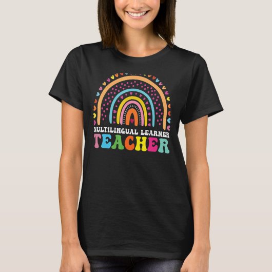 T-shirt Enseignant multilingue Leopard Arc-en-ciel Multi (Devant)
