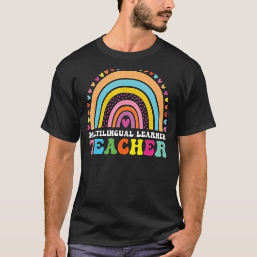 T-shirt Enseignant multilingue Leopard Arc-en-ciel Multi (Devant)
