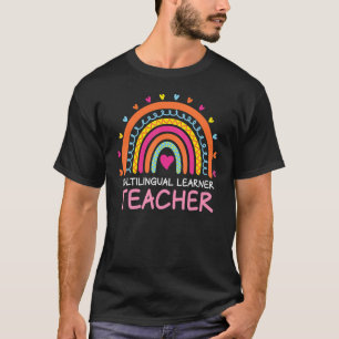T-shirt Enseignant multilingue Leopard Arc-en-ciel Multi