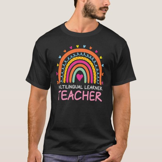 T-shirt Enseignant multilingue Leopard Arc-en-ciel Multi (Devant)