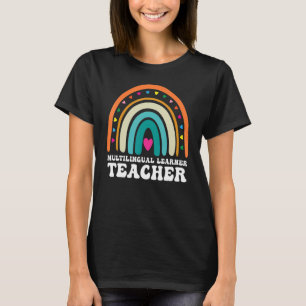 T-shirt Enseignant multilingue Leopard Arc-en-ciel Multi