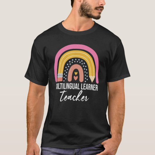 T-shirt Enseignant multilingue Leopard Rainbow Teac (Devant)