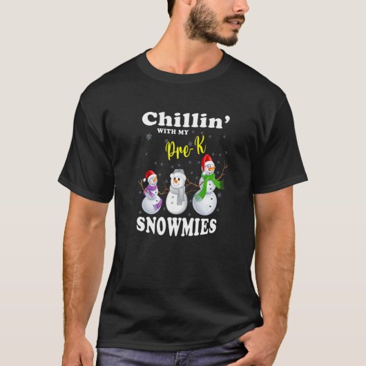 T-shirt Enseignant Noël Cute Chillin Avec Mon Pré K Snowm (Devant)