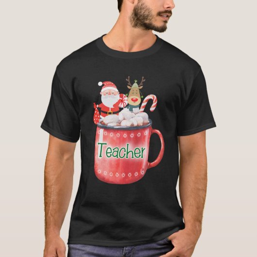 T-shirt Enseignant Noël Père Noël Sucre de canne Rudolph C (Devant)