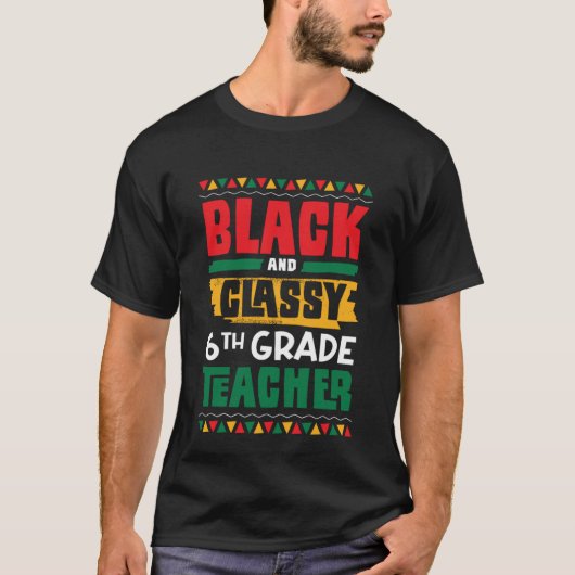 T-shirt Enseignant noir et classe 6e année Histoire noire  (Devant)