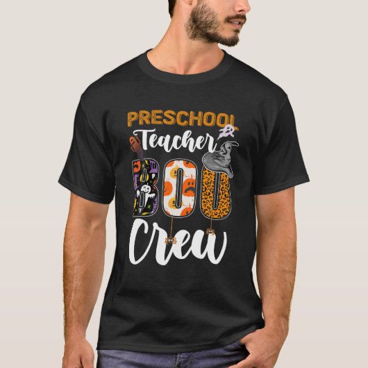 T-shirt Enseignant préscolaire Boo Crew Drôle Halloween Ma (Devant)