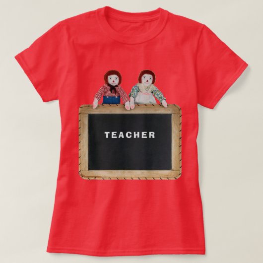 T-shirt ENSEIGNANT Raggedy Ann & Andy poupées chalkboard. (Design devant)
