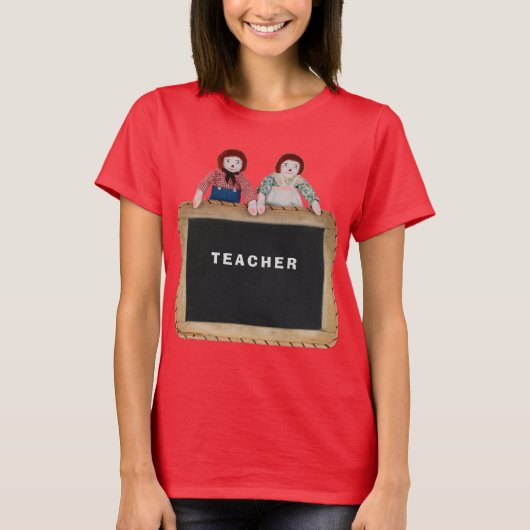 T-shirt ENSEIGNANT Raggedy Ann & Andy poupées chalkboard. (Devant)