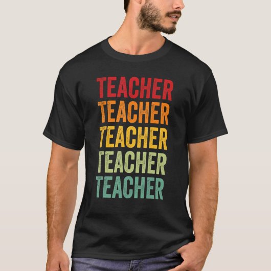 T-shirt Enseignant Rainbow Texte Enseignant Coloré (Devant)