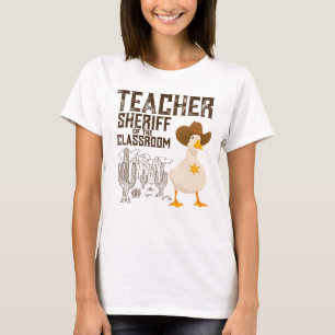 T-shirt Enseignant Retour à l'école Cowboy Retro Goose Fun