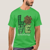 T-shirt Enseignant st patrick Messy Bun Leopard Enseignant (Devant)