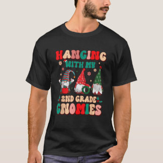T-shirt Enseignant suspendu à mes Gnomies 2e année Noël
