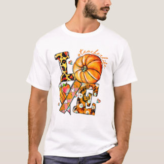 T-shirt Enseignant Vie Amour Citrouille