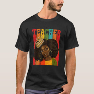 T-shirt Enseignante noire afro rétro correspondant au Mois