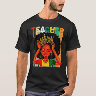 T-shirt Enseignante noire afro rétro correspondant au mois