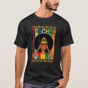 T-shirt Enseignante noire afro rétro correspondant au mois