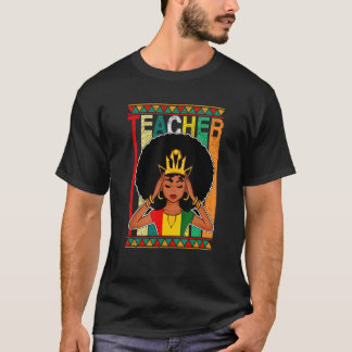 T-shirt Enseignante noire afro rétro correspondant au mois