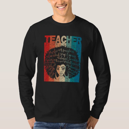 T-shirt Enseignante noire Afro Retro Mois de l'histoire no (Devant)