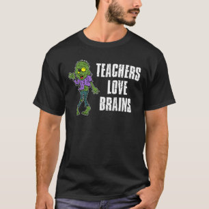 T-shirt Enseignants Aimer Cerveaux Zombie Cartoon