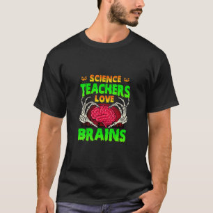 T-shirt Enseignants Cerveaux Squelette Coeur main Hallowee