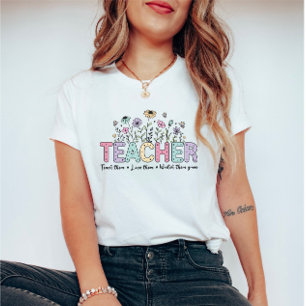 T-shirt Enseignants floraux Fleur sauvage rétro