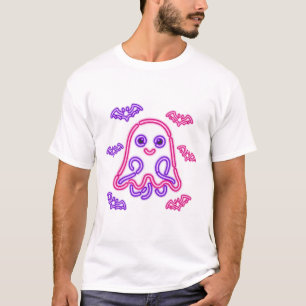 T-shirt Enseigne fantôme néon Art de nuit d'Halloween effr