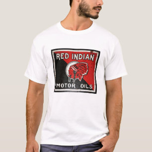 T-shirt Enseigne vintage Red Indian Motor Oil. Version rou