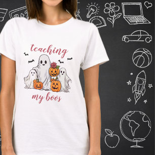 T-shirt Enseigner à mes lutins professeur Halloween rose