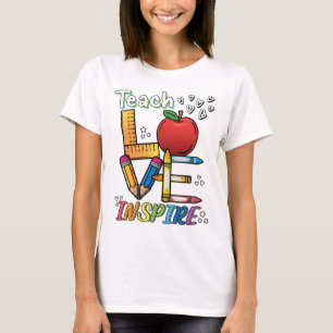 T-shirt Enseigner, Aimer, Inspirer. Design de style enseig