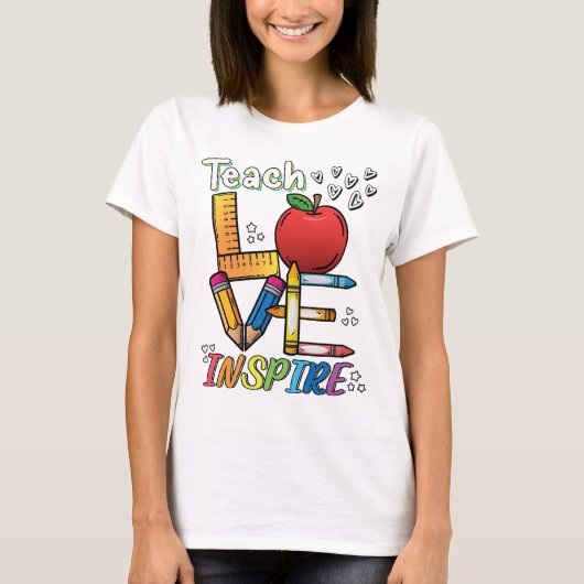 T-shirt Enseigner, Aimer, Inspirer. Design de style enseig (Devant)