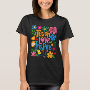 T-shirt Enseigner Amour Inspirer Boho Floral Rétro Retour