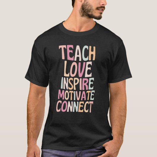 T-shirt Enseigner Amour Inspirer Motivate Connect Retro En (Devant)