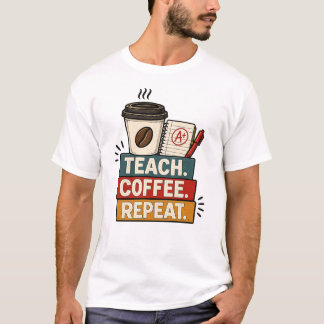 T-shirt Enseigner Café Répéter Enseignant Rétro Rentree Sc