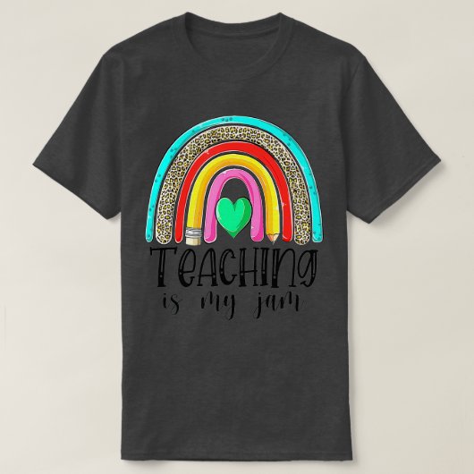 T-shirt Enseigner Est Mon Jam Leopard Rainbow Enseignant R (Design devant)