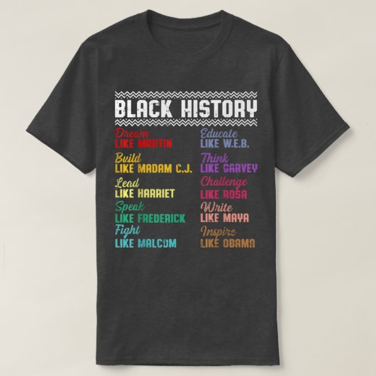 T-shirt Enseigner Histoire Noire Leaders Mois Histoire Noi (Design devant)