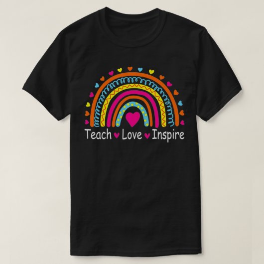 T-shirt Enseigner l'amour Inspirer Boho Leopard Rainbow En (Design devant)