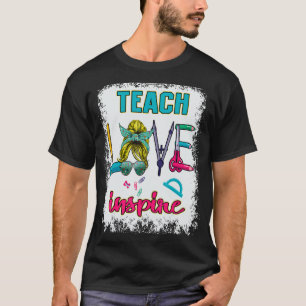 T-shirt Enseigner L'Amour Inspirer Messy Bun École Enseign