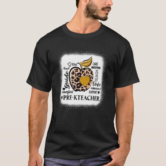 T-shirt Enseigner L'Amour Inspirer Pré K Professeur Leopar (Devant)