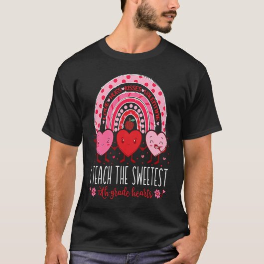T-shirt Enseigner Les Coeurs de 12e année les plus doux En (Devant)