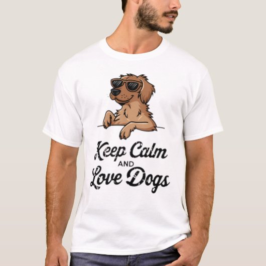 T-shirt Ensemble Amoureux des chiens cool, Gardez Le Calme (Devant)
