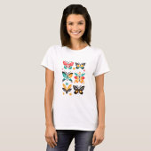 T-shirt Ensemble d'art abstrait papillon coloré (Devant entier)