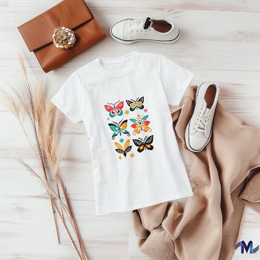 T-shirt Ensemble d'art abstrait papillon coloré