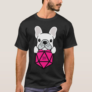 T-shirt Ensemble de dés D20 polyédriques roses pour chien