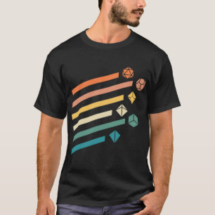 T-shirt Ensemble de dés polyédriques arc-en-ciel rétro Col