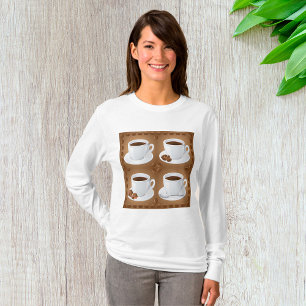 T-shirt Ensemble De Femmes De Café Longue Tête